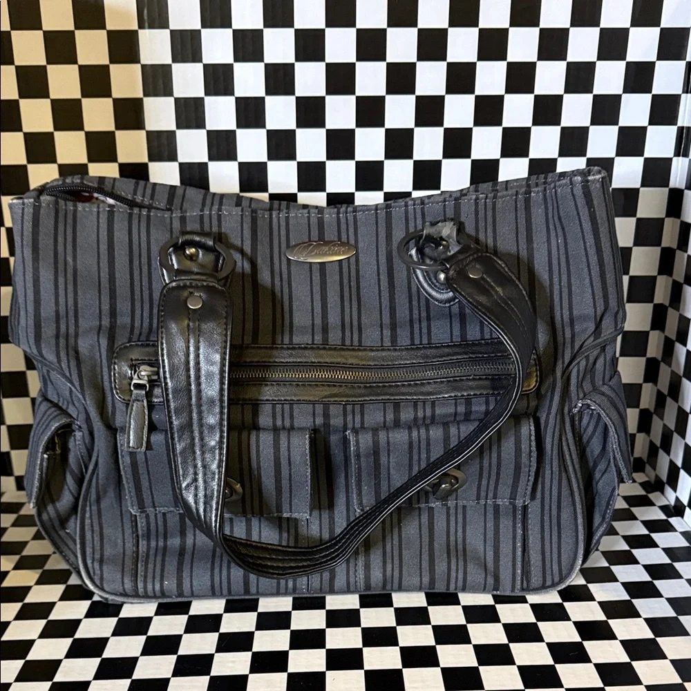 Vintage Black and Gray Laptop Bag , Padded divided compartment